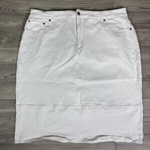 ERDEM x Universal Standard Denim Stretch Midi Jean Skirt White sz L (size 22-24)